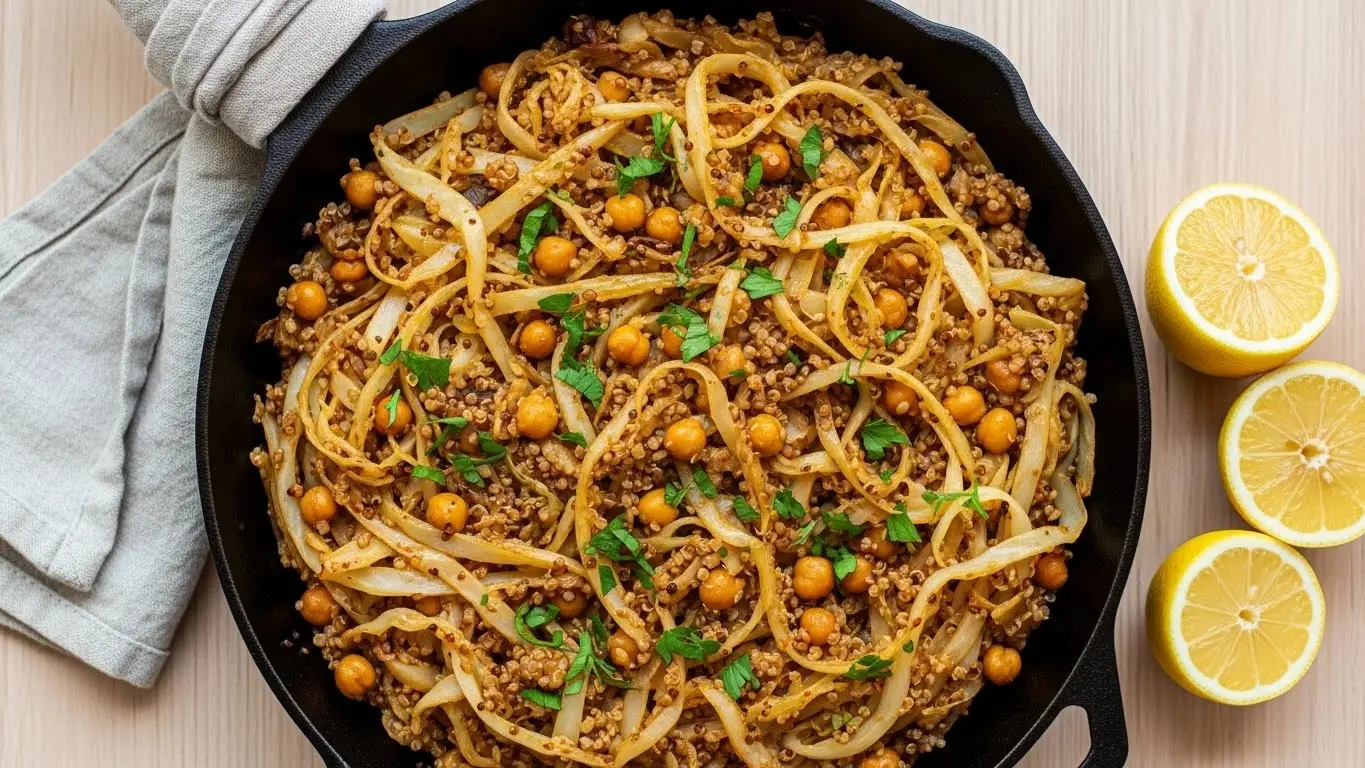 Healthy Cabbage Skillet with Quinoa and Chickpeas Recipe
