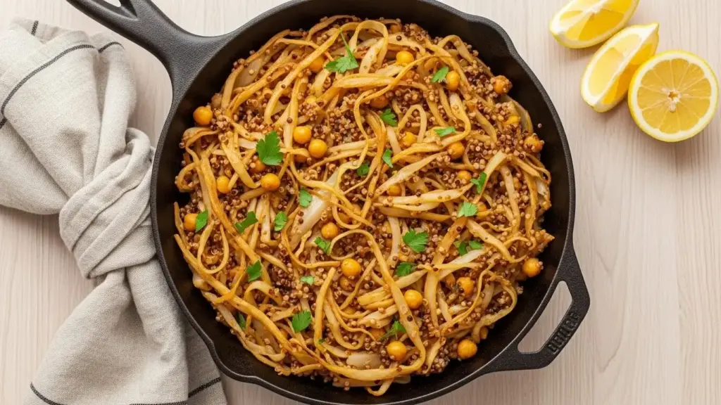 Healthy Cabbage Skillet with Quinoa and Chickpeas Recipe