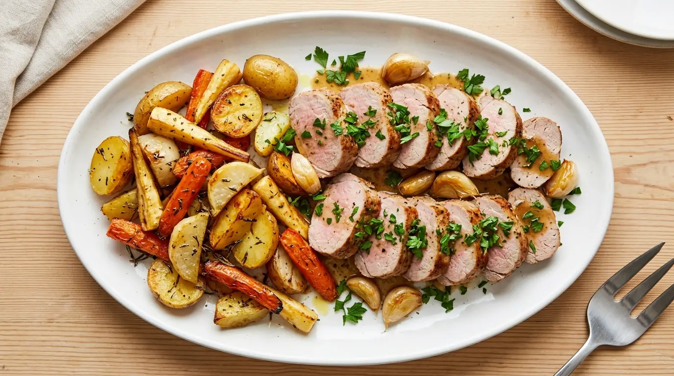 Pork Tenderloin with Roasted Root Vegetables Recipe