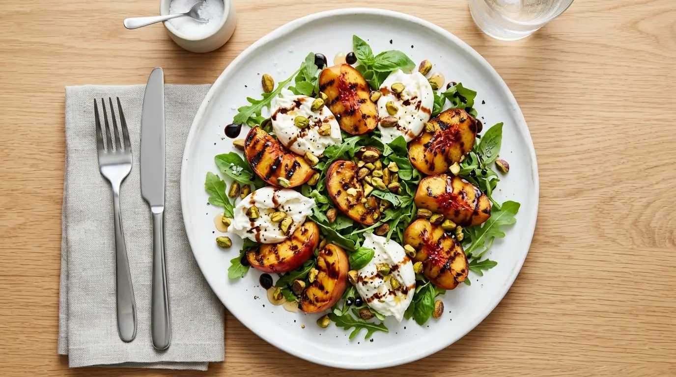 Grilled Peach and Burrata Salad Recipe