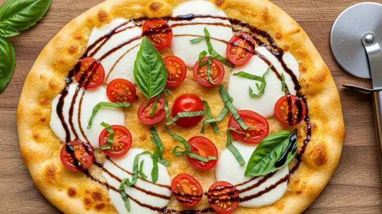 Tomato Basil Mozzarella Flatbread Pizza Recipe
