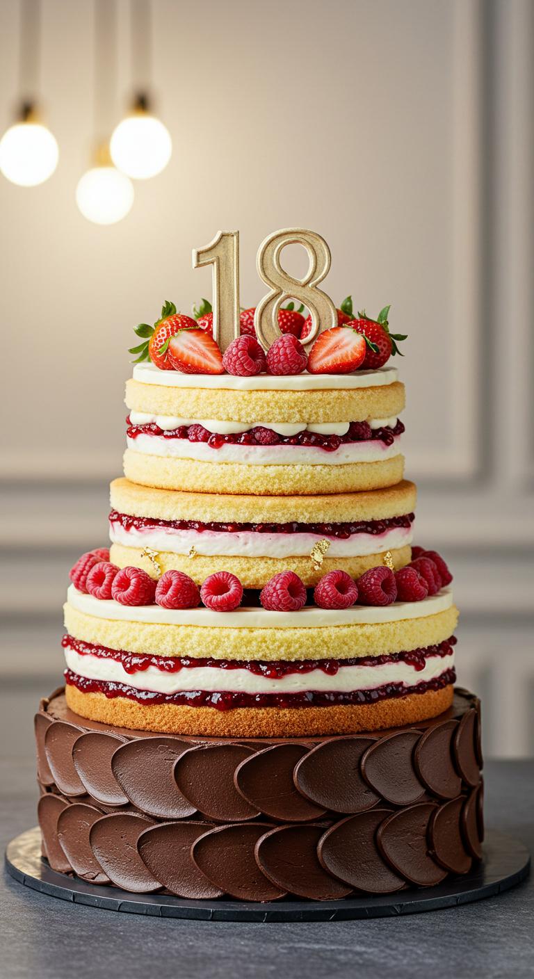 Multi-Layered Berry Burst 18th Birthday Cake Multi-Layered Berry Burst 18th Birthday Cake