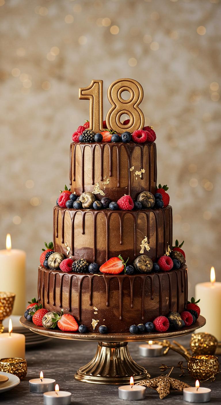 Elegant Lace and Berry 18th Birthday Cake Elegant Lace and Berry 18th Birthday Cake