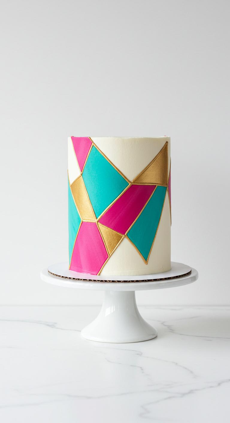 Modern Geometric Art 18th Birthday Cake Modern Geometric Art 18th Birthday Cake