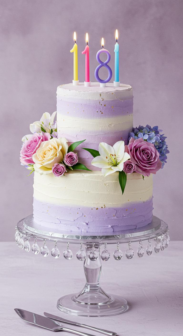 Pastel Ombre Floral 18th Birthday Cake Pastel Ombre Floral 18th Birthday Cake