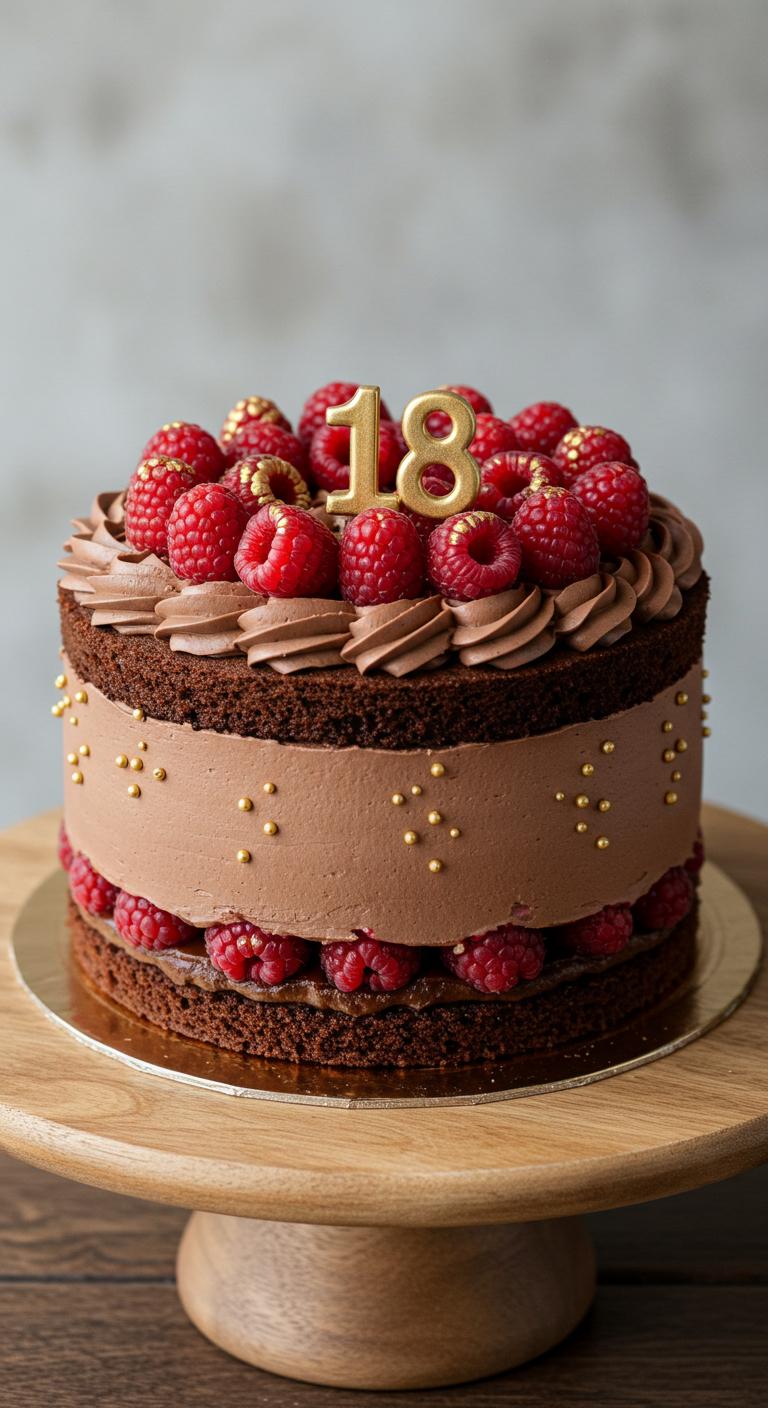 Decadent Chocolate Raspberry 18th Birthday Cake Decadent Chocolate Raspberry 18th Birthday Cake