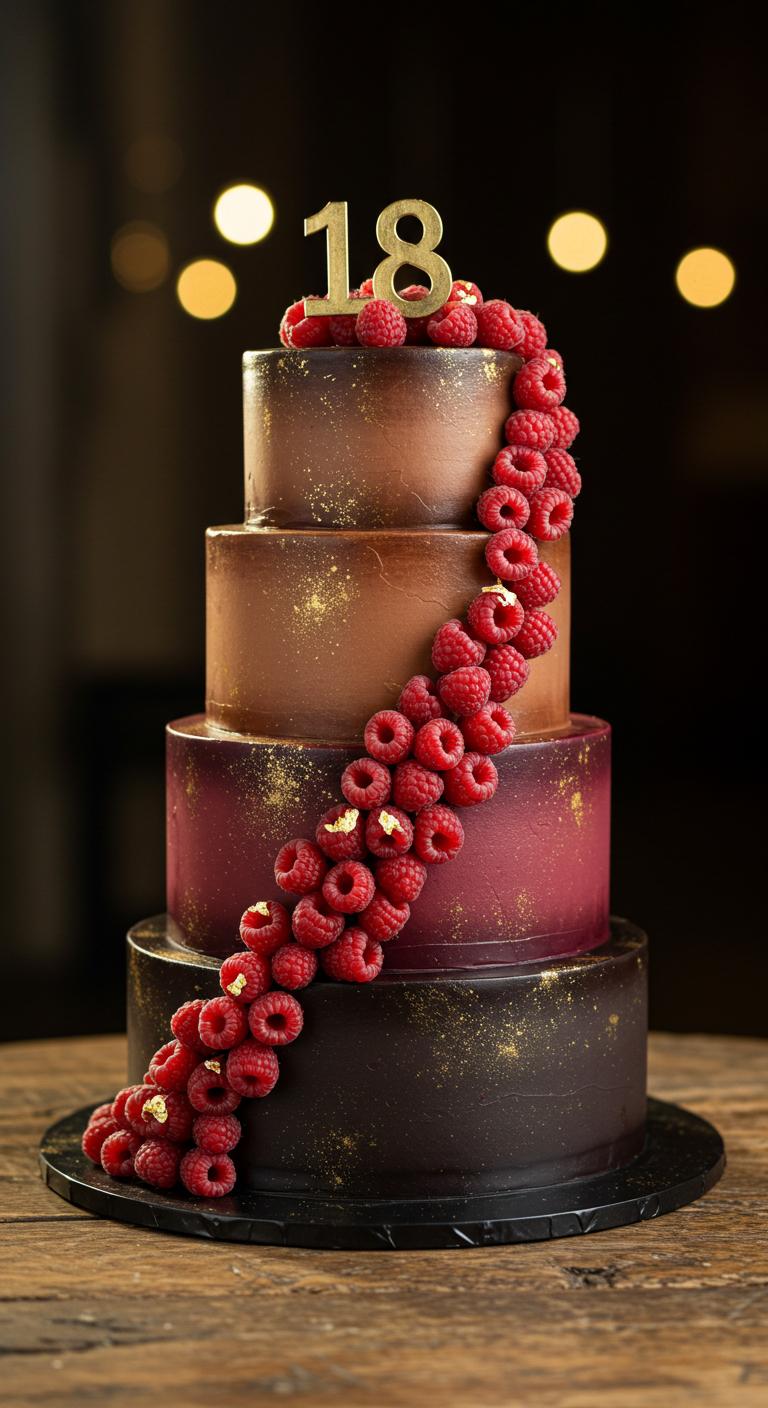 Raspberry Rhapsody Ombre Chocolate 18th Birthday Cake Raspberry Rhapsody Ombre Chocolate 18th Birthday Cake