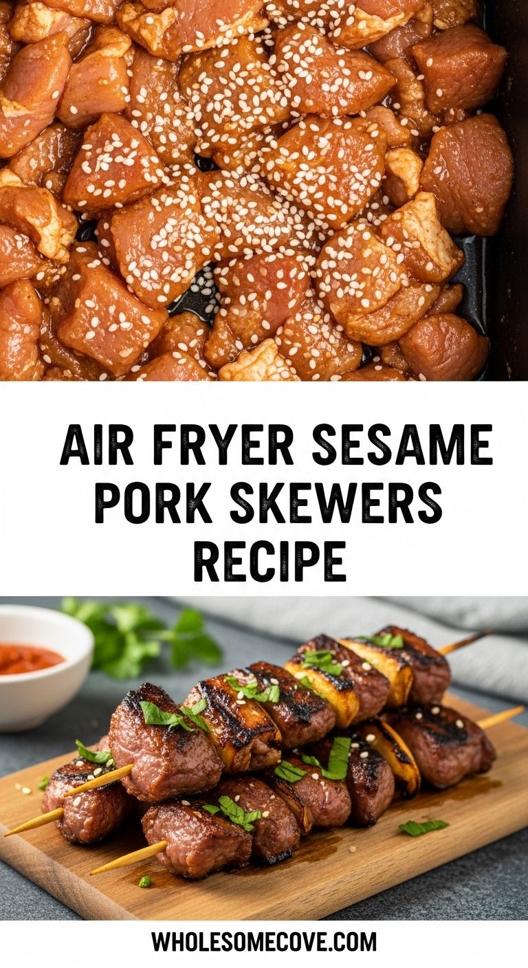 Air Fryer Sesame Pork Skewers Recipe - Great for Meal Prep and Parties Air Fryer Sesame Pork Skewers Recipe - Great for Meal Prep and Parties