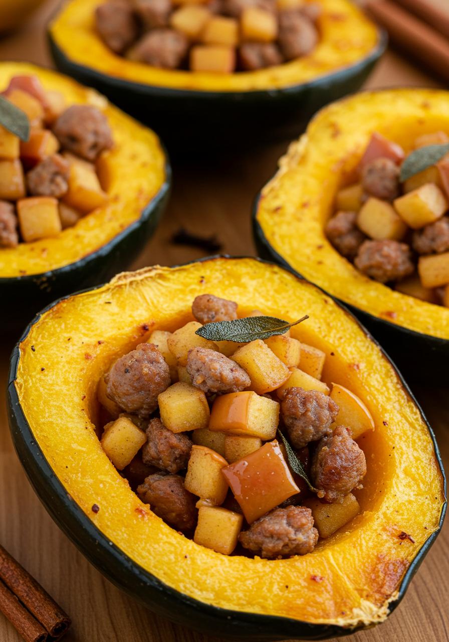 Apple and Sausage Stuffed Acorn Squash Apple and Sausage Stuffed Acorn Squash
