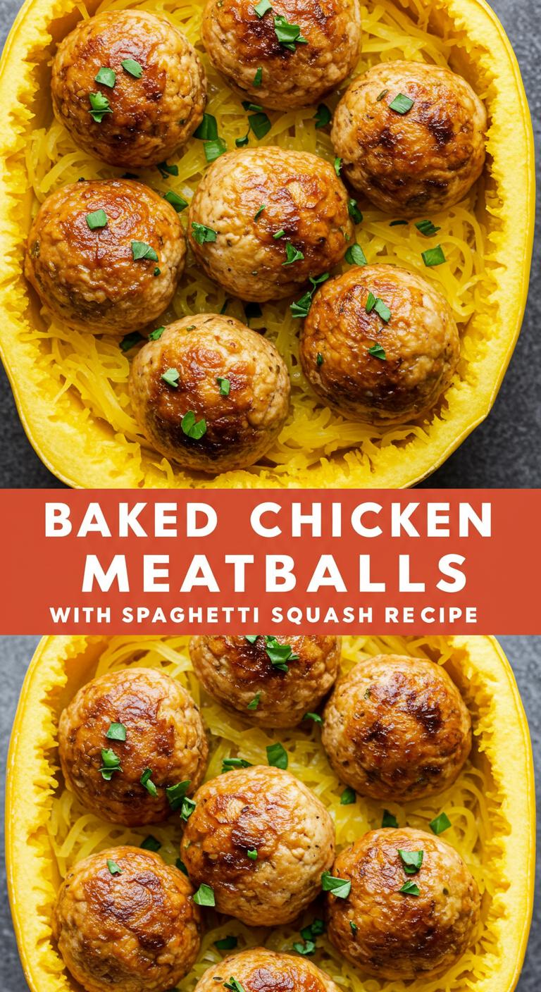Baked Chicken Meatballs with Spaghetti Squash Recipe Baked Chicken Meatballs with Spaghetti Squash Recipe