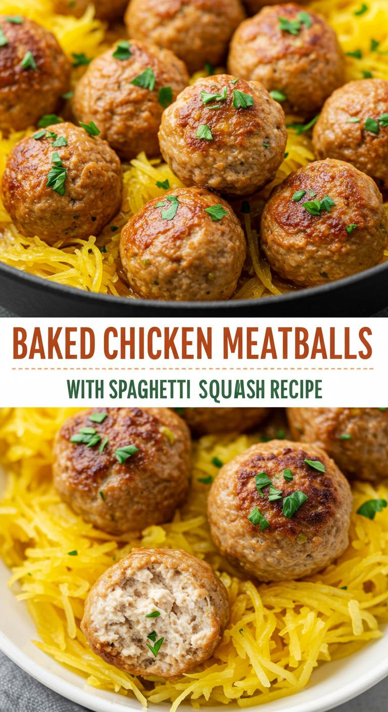 Baked Chicken Meatballs with Spaghetti Squash Recipe Baked Chicken Meatballs with Spaghetti Squash Recipe