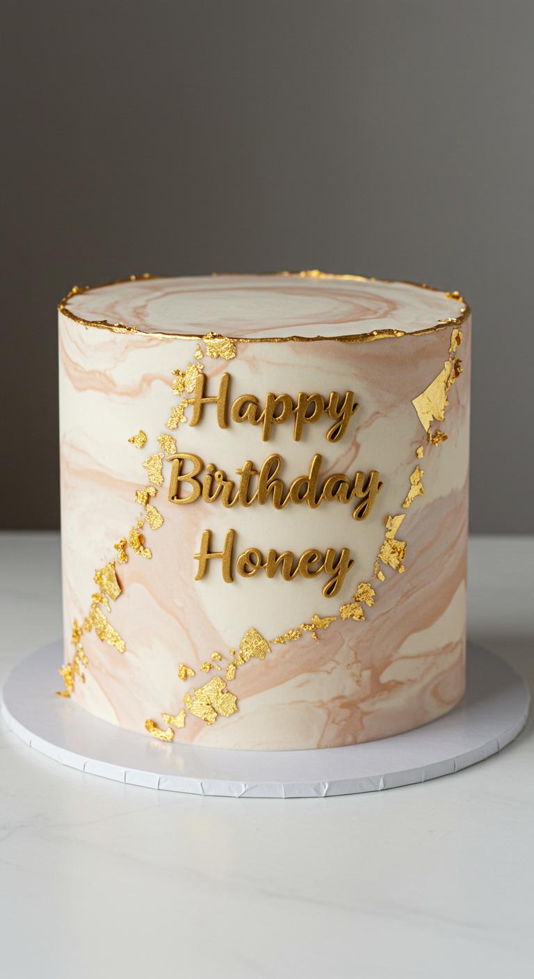 Marble & Gold Flake Birthday Cake Marble & Gold Flake Birthday Cake