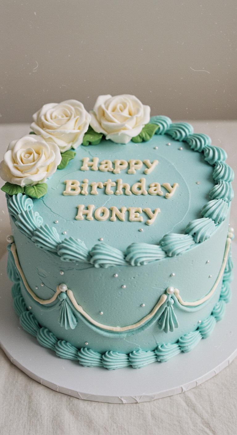 Vintage Teal Rose Birthday Cake Vintage Teal Rose Birthday Cake