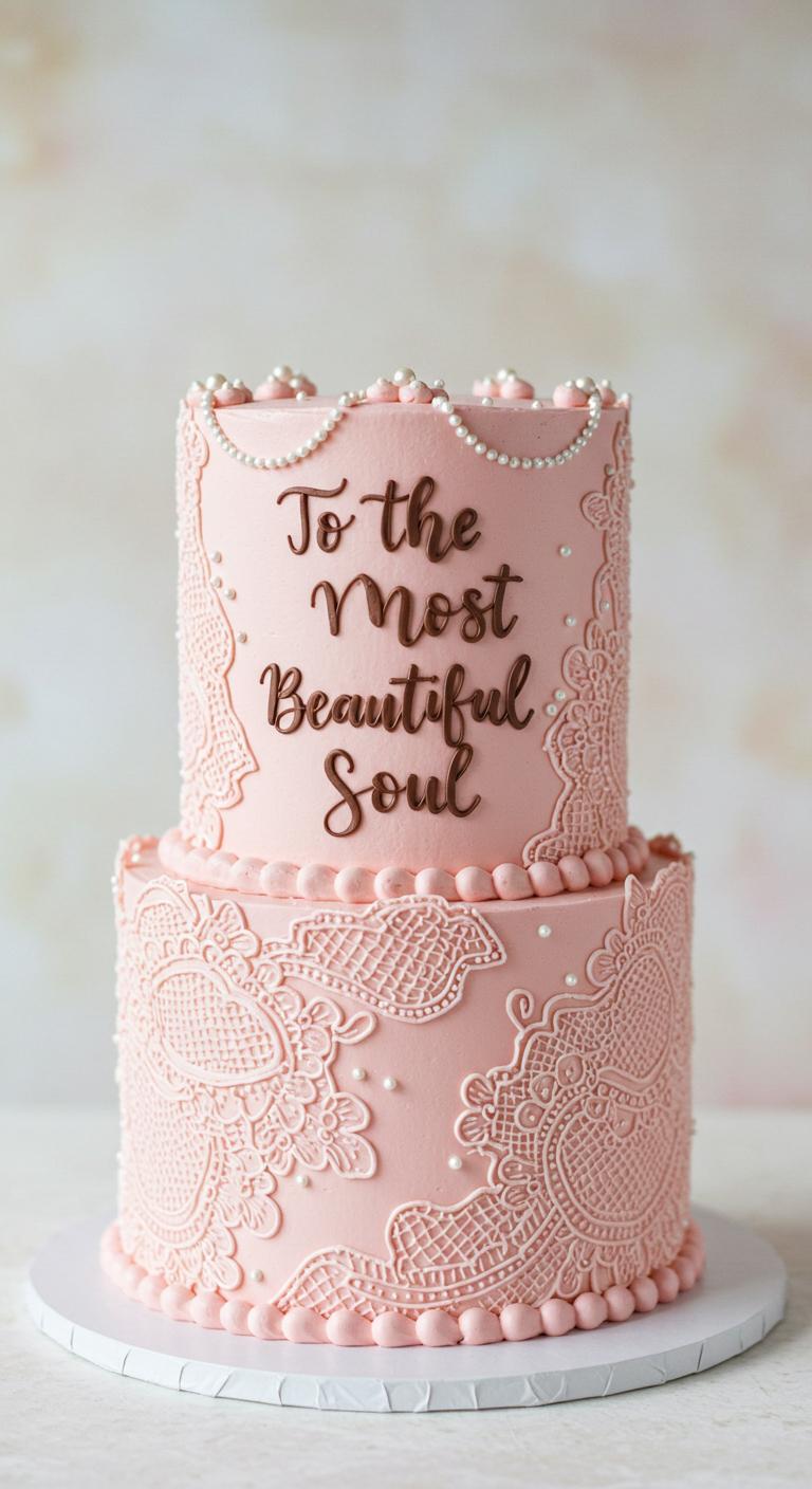 Lace & Pearl Pink Birthday Cake Lace & Pearl Pink Birthday Cake