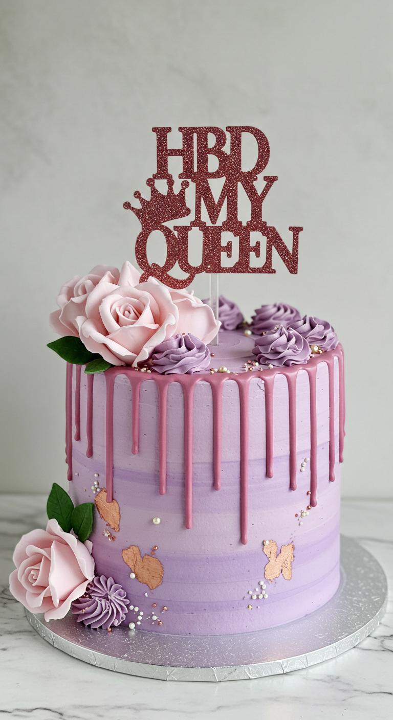 Purple Ombre "My Queen" Birthday Cake Purple Ombre "My Queen" Birthday Cake