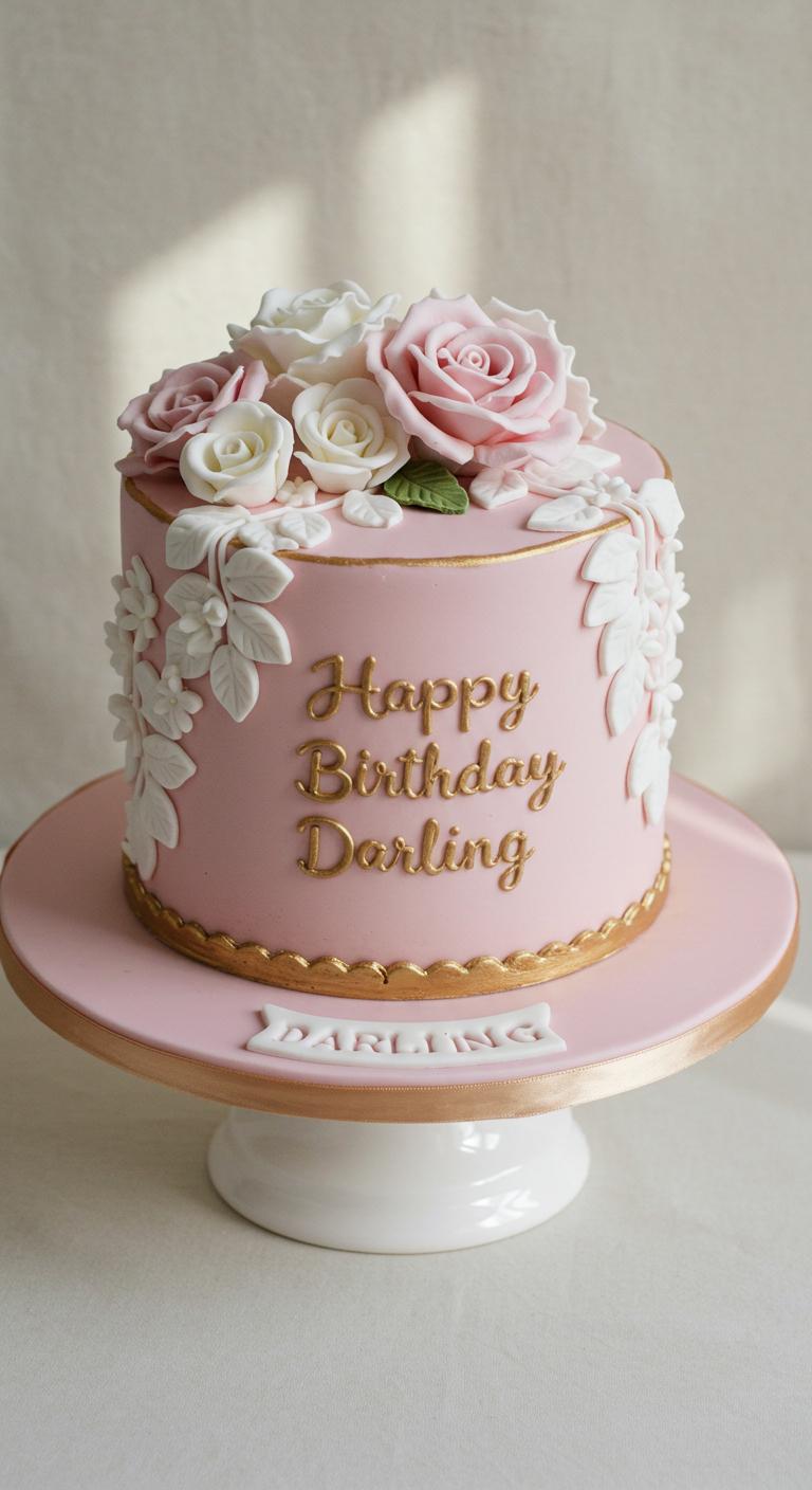 Romantic Pink Floral Birthday Cake Romantic Pink Floral Birthday Cake