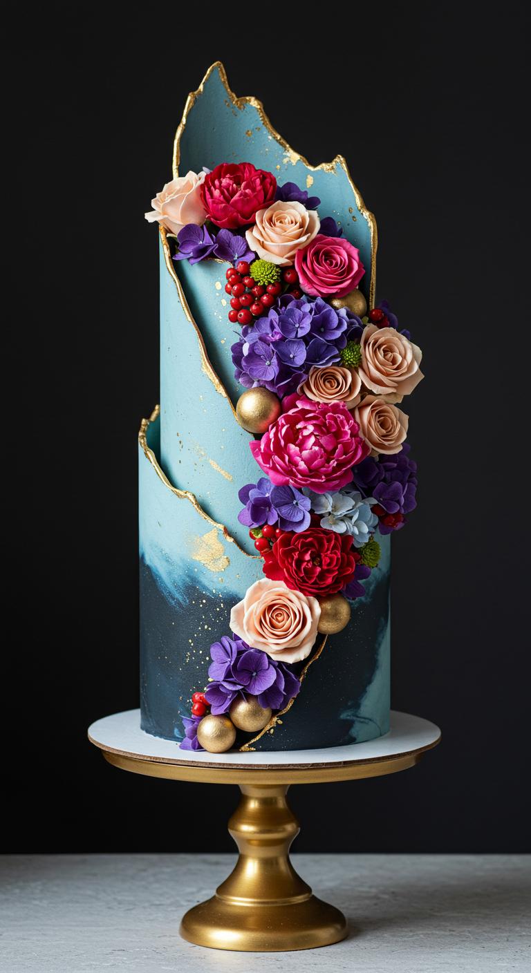 Abstract Floral Elegance Birthday Cake Abstract Floral Elegance Birthday Cake