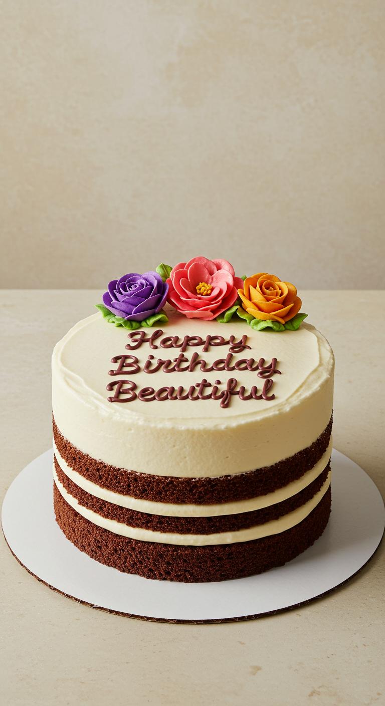 Naked Chocolate & Floral Birthday Cake Naked Chocolate & Floral Birthday Cake