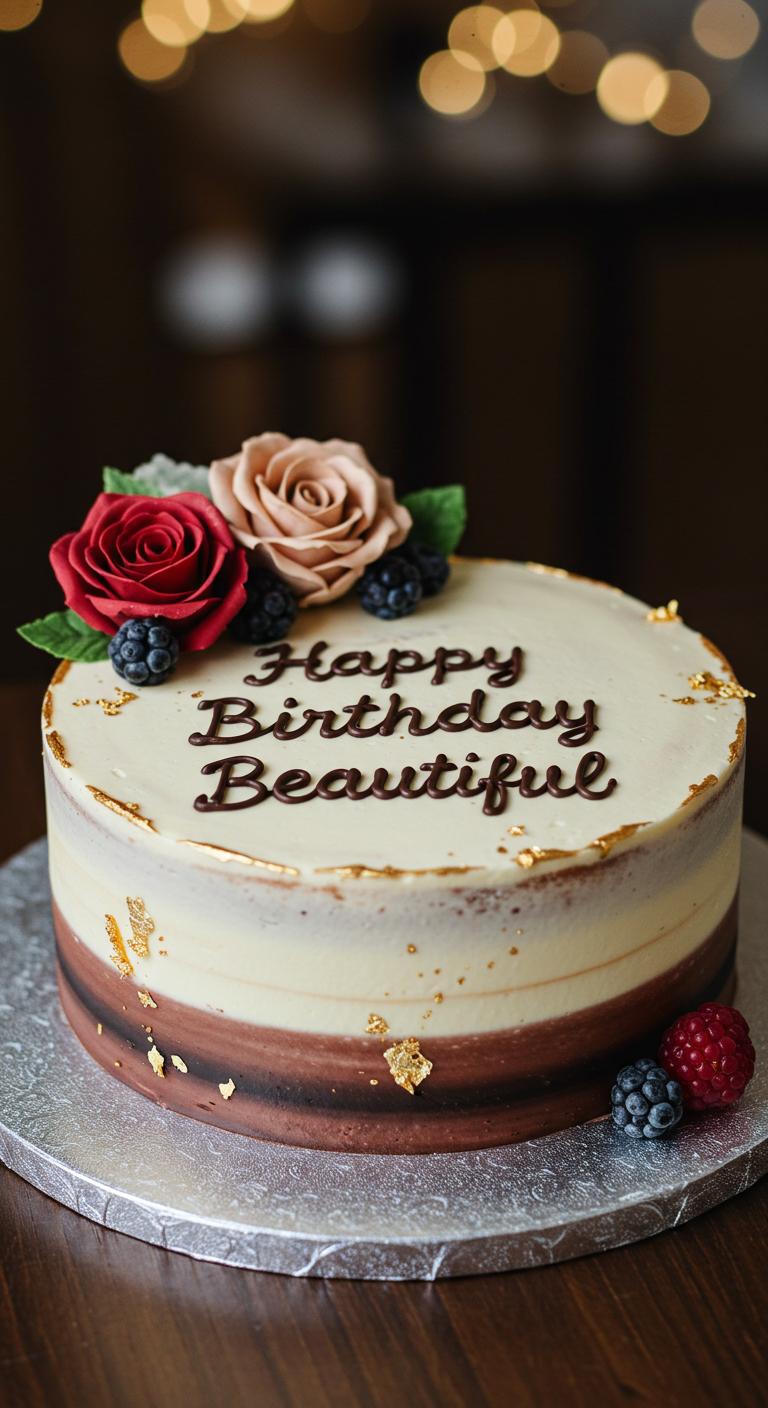 Rustic Red & Gold Berry Birthday Cake Rustic Red & Gold Berry Birthday Cake