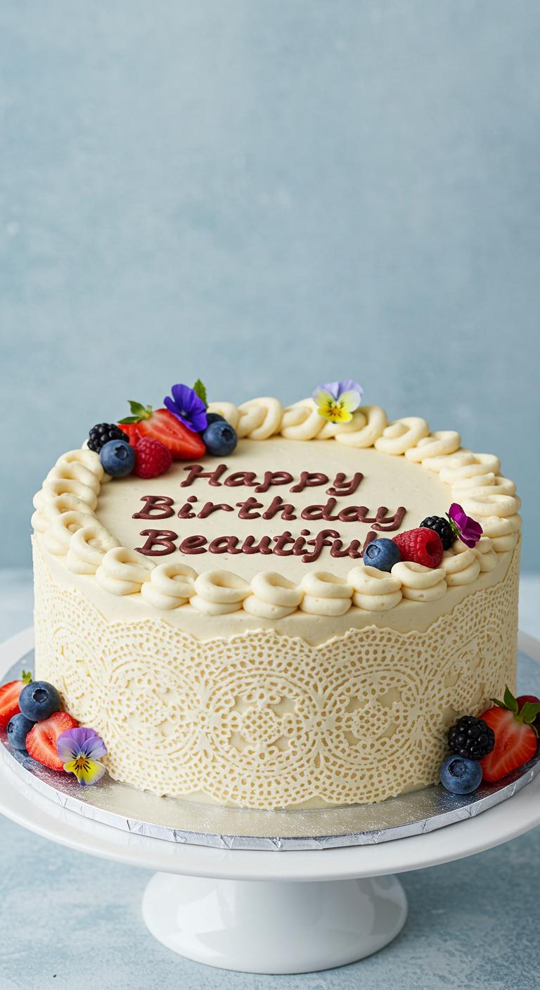 Lace & Berry Beautiful Birthday Cake Lace & Berry Beautiful Birthday Cake