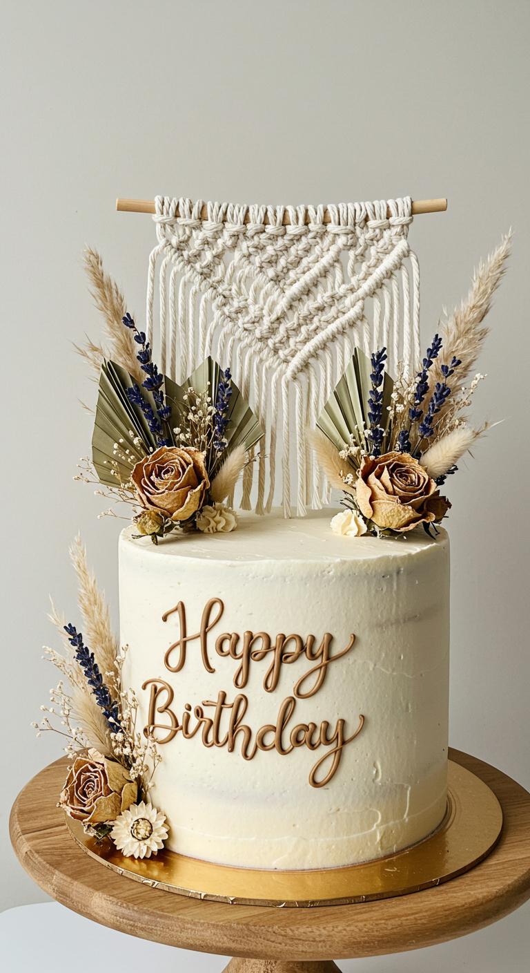 Boho Macrame Birthday Cake Boho Macrame Birthday Cake