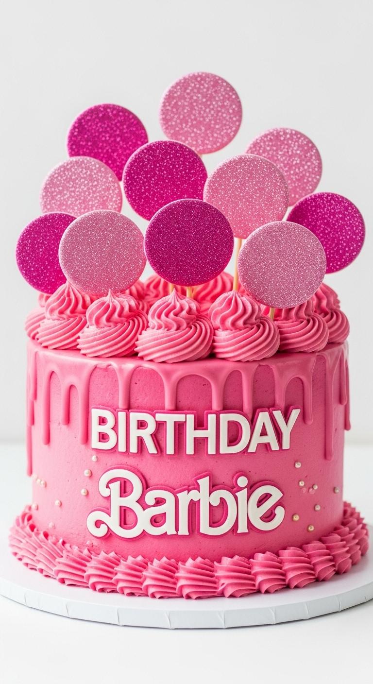 Drip Pink Barbie Birthday Cake Drip Pink Barbie Birthday Cake