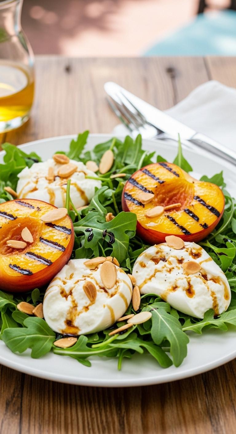Grilled Peach and Burrata Salad Grilled Peach and Burrata Salad