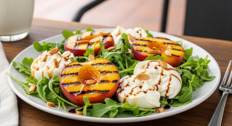 Grilled Peach and Burrata Salad Recipe