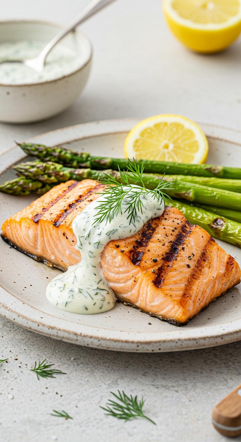 Grilled Salmon with Dill Sauce Grilled Salmon with Dill Sauce