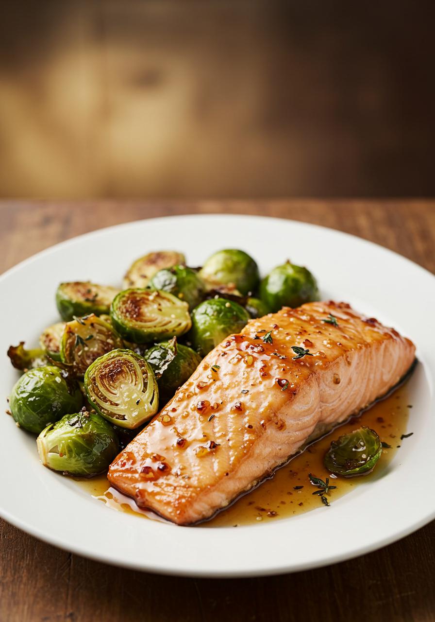 Maple Glazed Salmon with Roasted Brussels Sprouts Maple Glazed Salmon with Roasted Brussels Sprouts