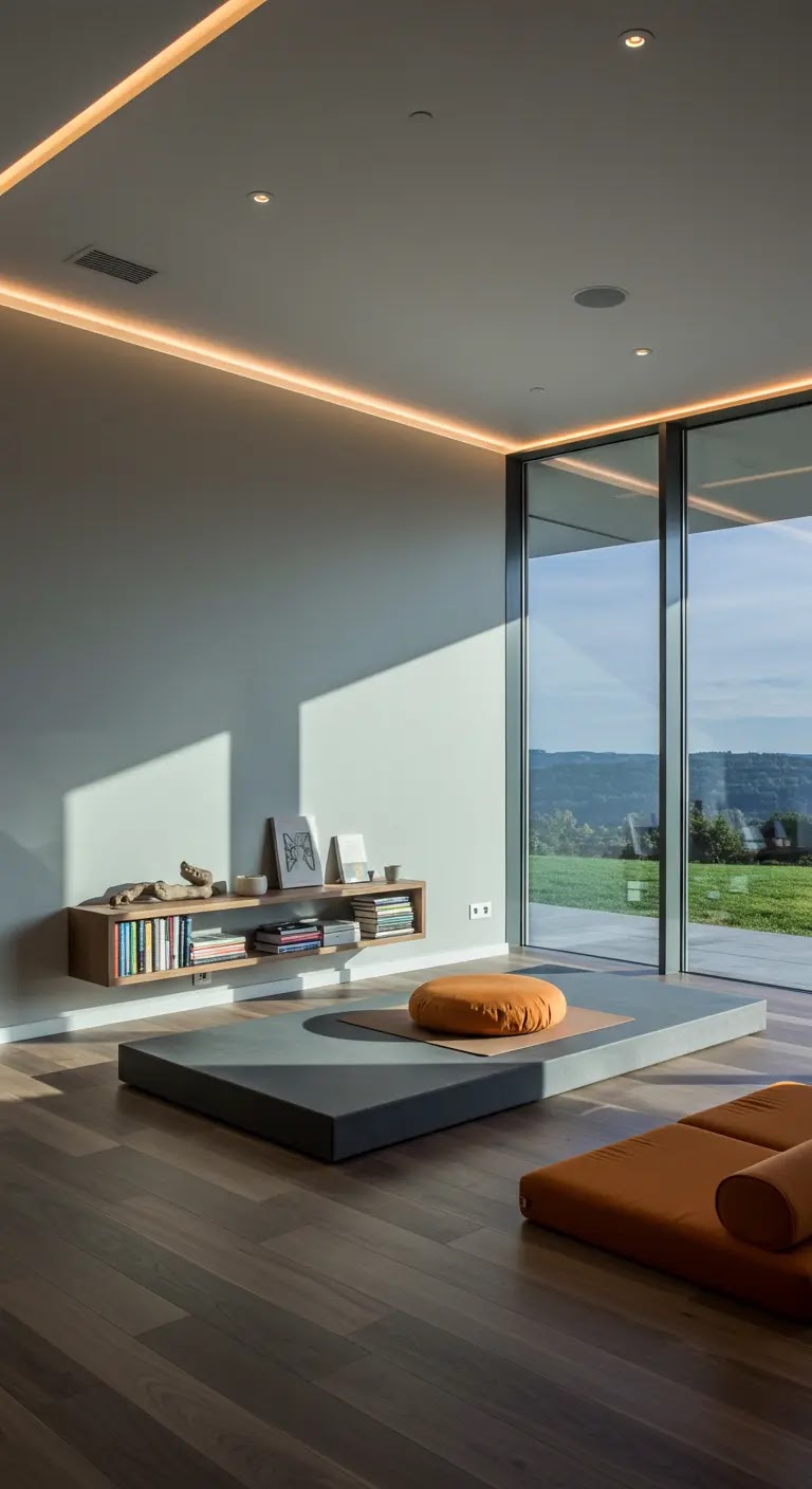 Modern Meditation Platform with Panoramic Glass Views Modern Meditation Platform with Panoramic Glass Views