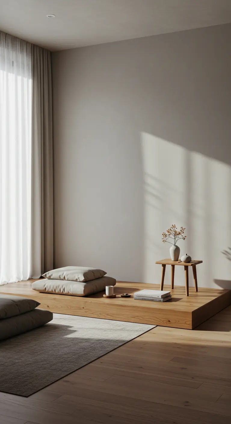 Minimalist Zen Meditation Space with Natural Light Minimalist Zen Meditation Space with Natural Light