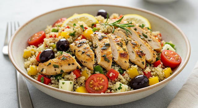 Mediterranean Quinoa Salad with Grilled Chicken Recipe