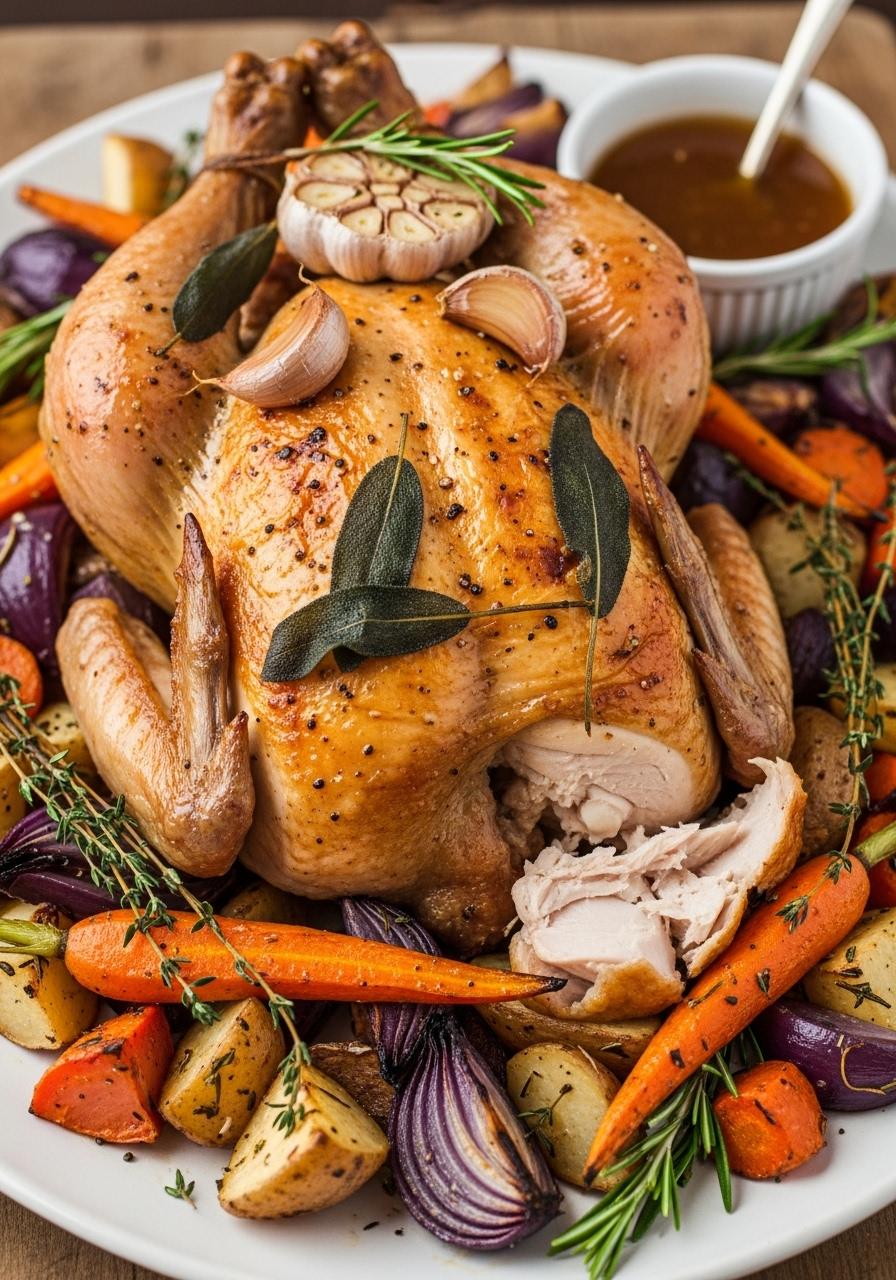 Sage and Garlic Roasted Chicken with Root Vegetables Sage and Garlic Roasted Chicken with Root Vegetables