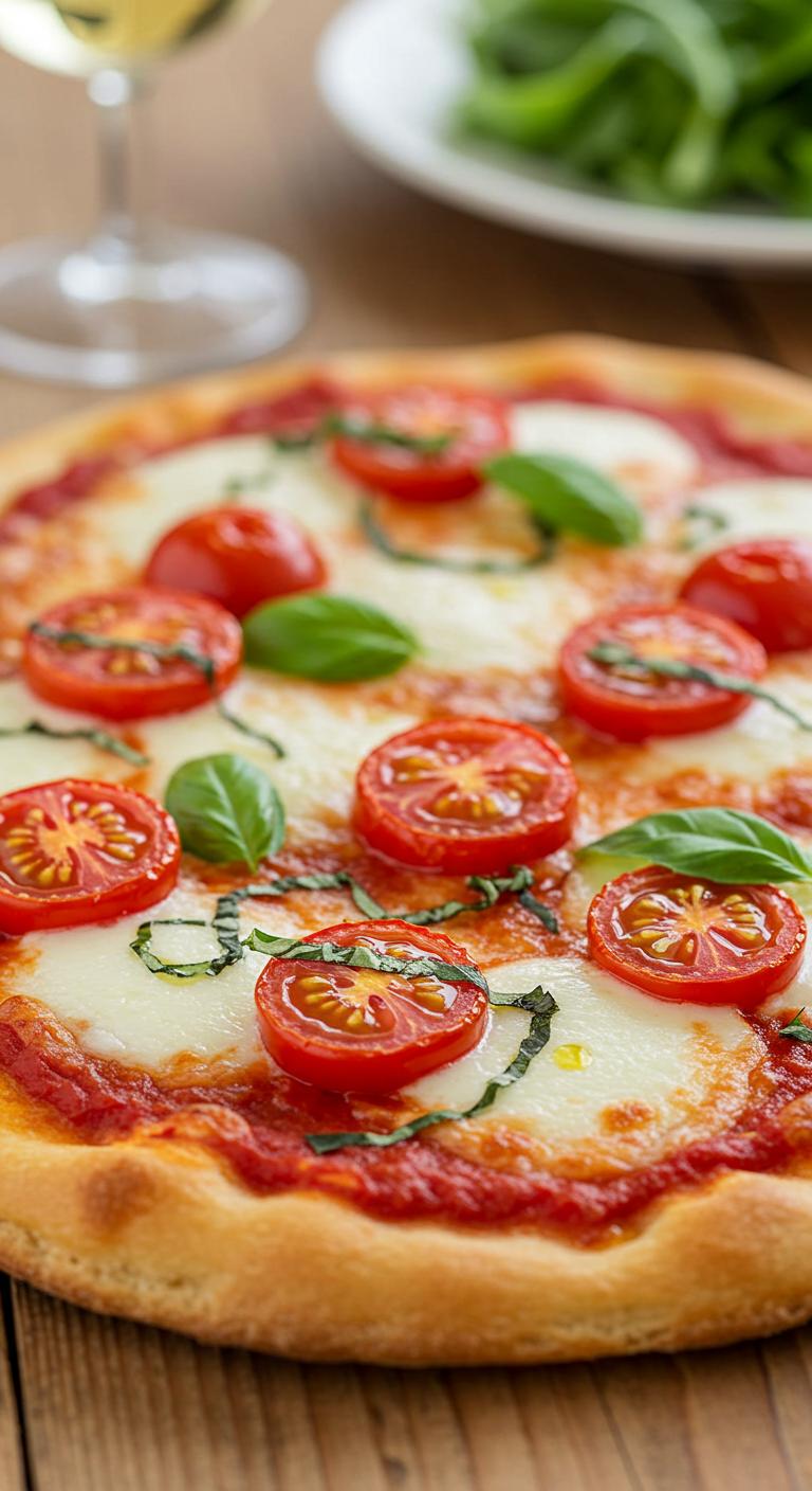 Tomato Basil Mozzarella Flatbread Pizza Tomato Basil Mozzarella Flatbread Pizza