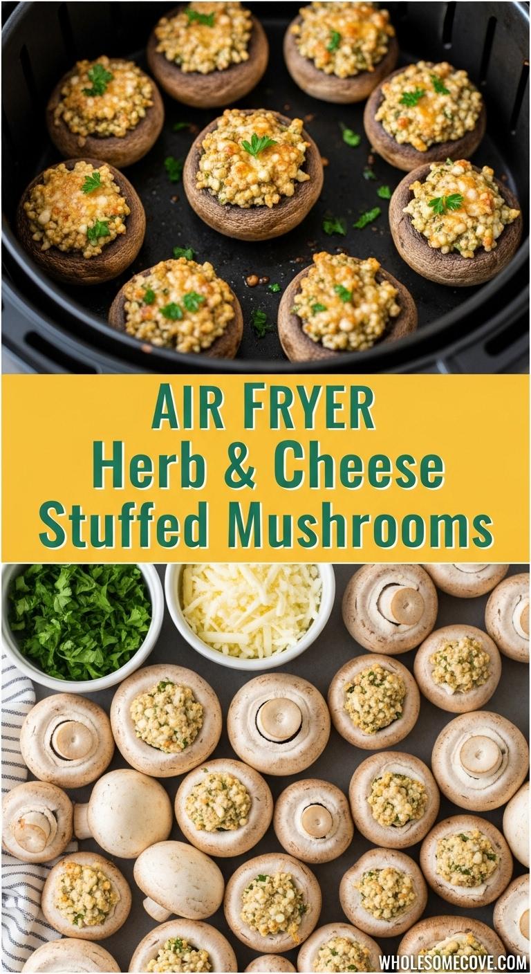 Air Fryer Herb & Cheese Stuffed Mushrooms Recipe – Healthy Comfort Snack Air Fryer Herb & Cheese Stuffed Mushrooms Recipe – Healthy Comfort Snack