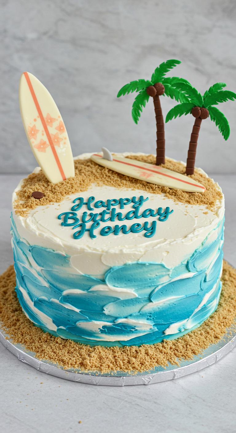 Beach Vibe Surf Birthday Cake Beach Vibe Surf Birthday Cake