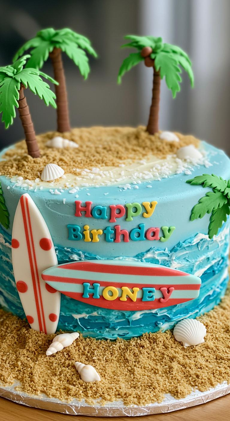 Vibrant Beach Birthday Cake Vibrant Beach Birthday Cake
