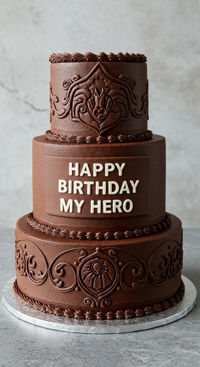 Ornate Chocolate Hero Birthday Cake Ornate Chocolate Hero Birthday Cake