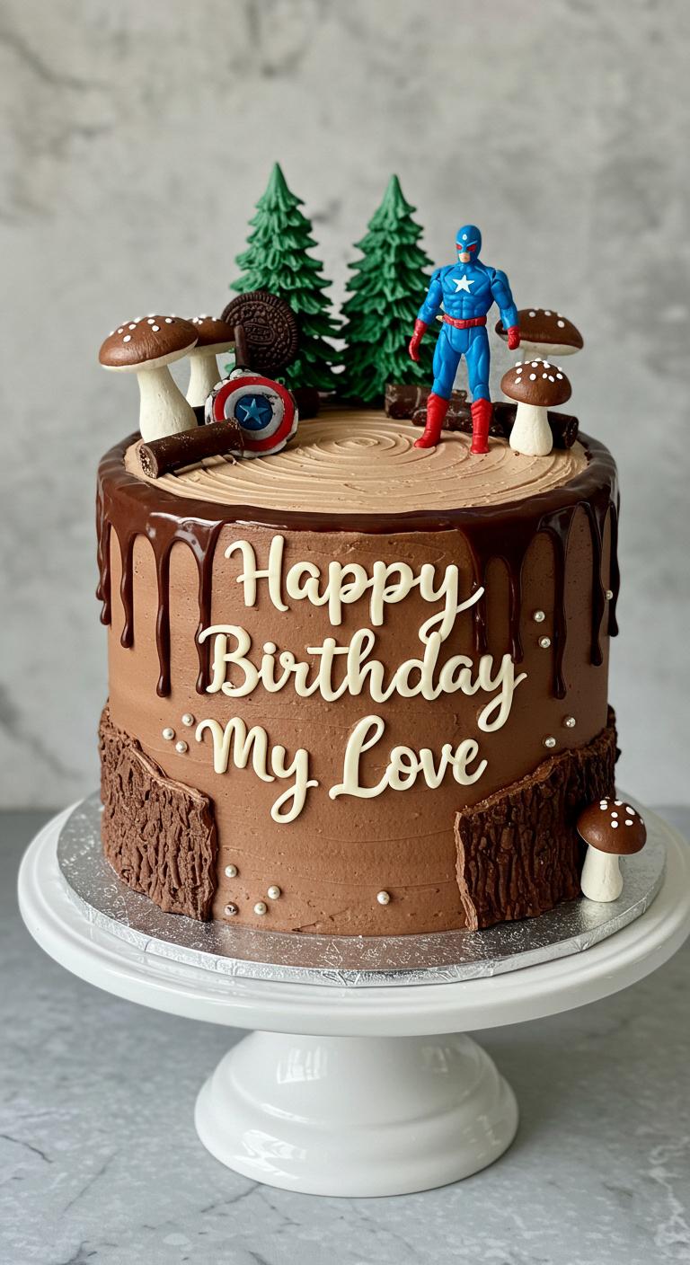 Captain America Woodland Birthday Cake Captain America Woodland Birthday Cake