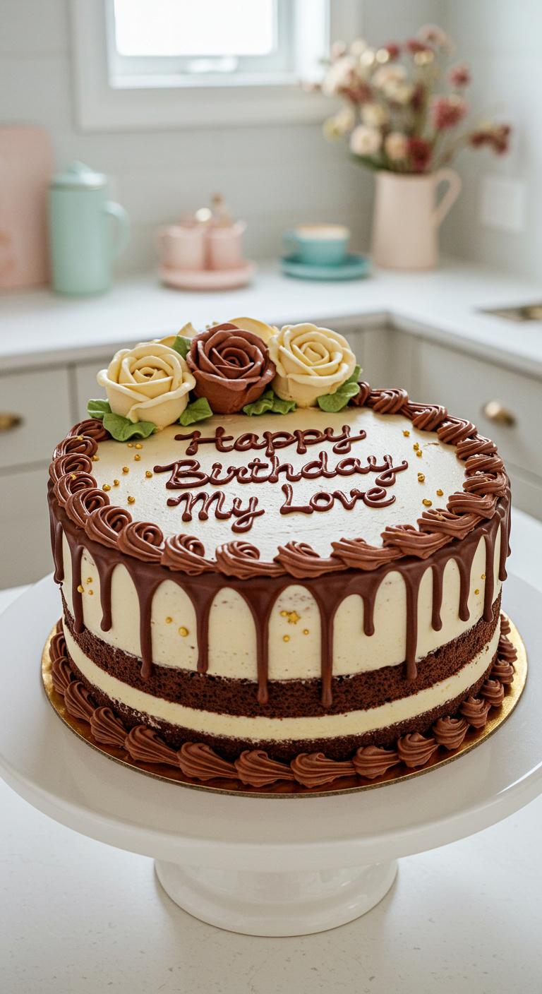 Chocolate Drip Floral Birthday Cake Chocolate Drip Floral Birthday Cake