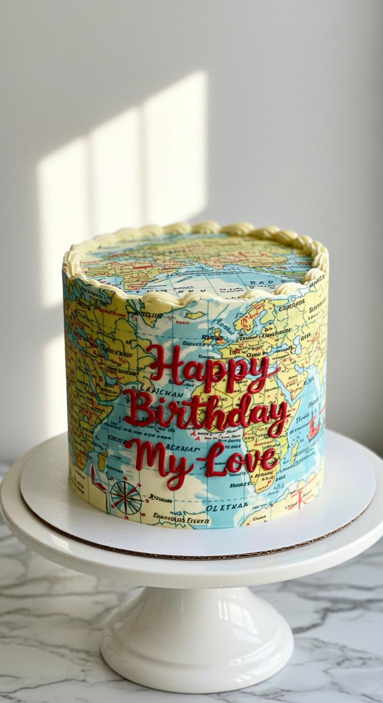 World Map Traveler Birthday Cake World Map Traveler Birthday Cake