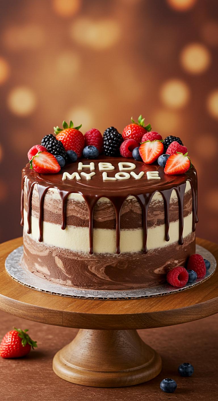 Marbled Chocolate Berry Drip Cake Marbled Chocolate Berry Drip Cake