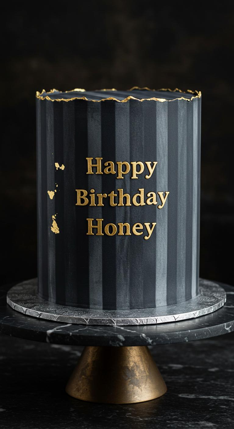 Striking Grey Stripe Birthday Cake Striking Grey Stripe Birthday Cake