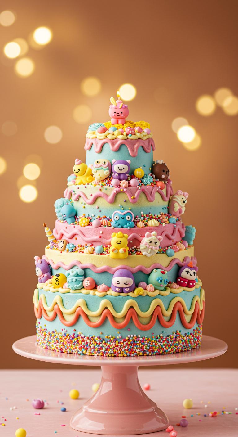 Whimsical Character Tiered Birthday Cake Whimsical Character Tiered Birthday Cake