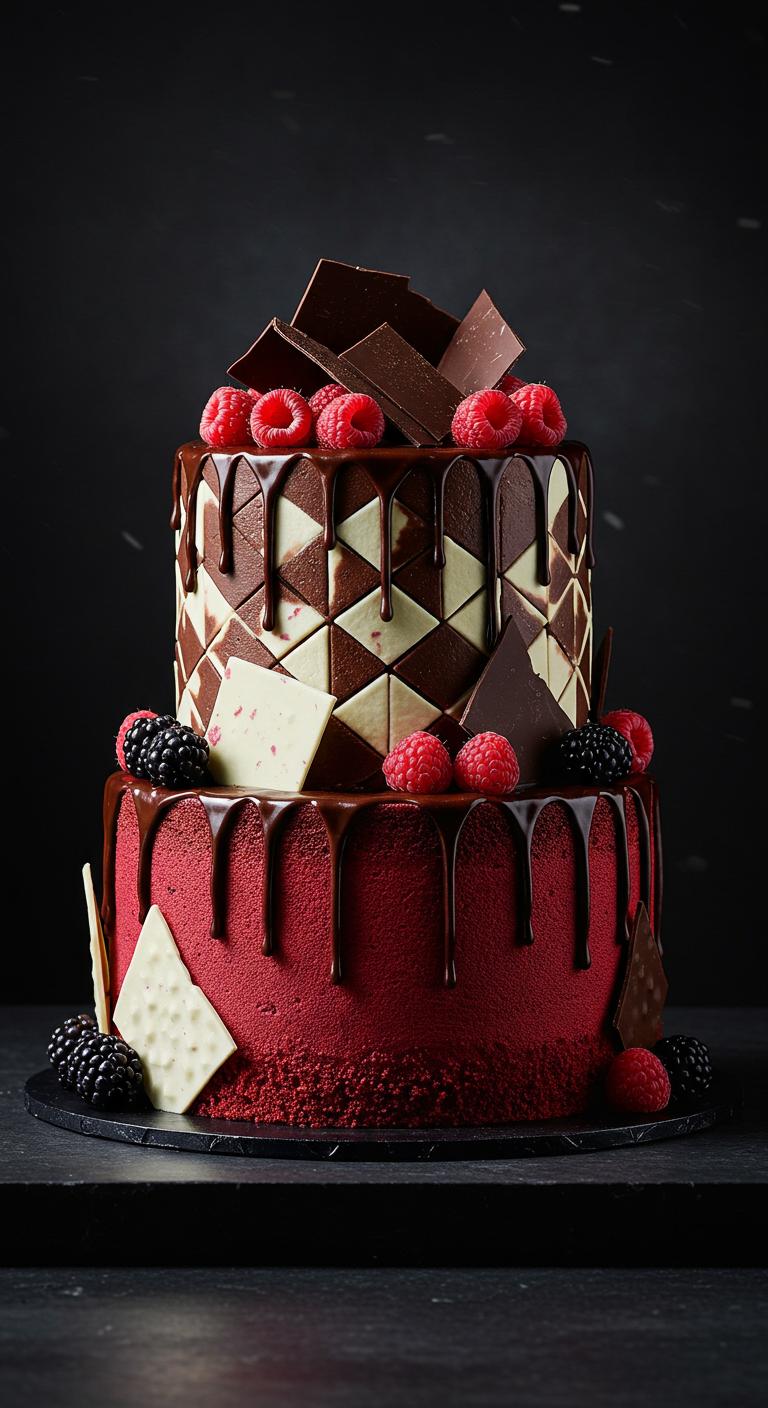 Elegant Chocolate Red Velvet Birthday Cake Elegant Chocolate Red Velvet Birthday Cake