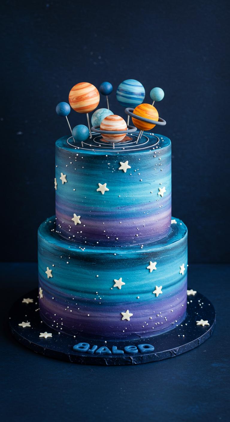 Cosmic Planet Galaxy Birthday Cake Cosmic Planet Galaxy Birthday Cake