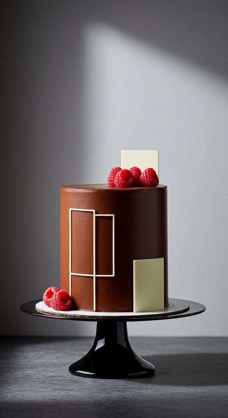 Modern Geometric Chocolate Raspberry Cake Modern Geometric Chocolate Raspberry Cake