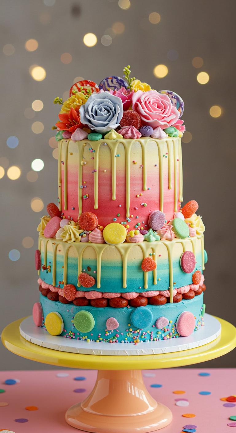 Fun Two-Tier Drip Birthday Cake Fun Two-Tier Drip Birthday Cake