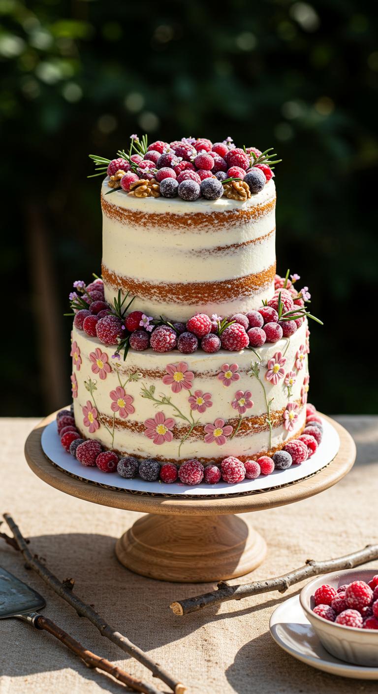 Rustic Floral Berry Naked Cake Rustic Floral Berry Naked Cake